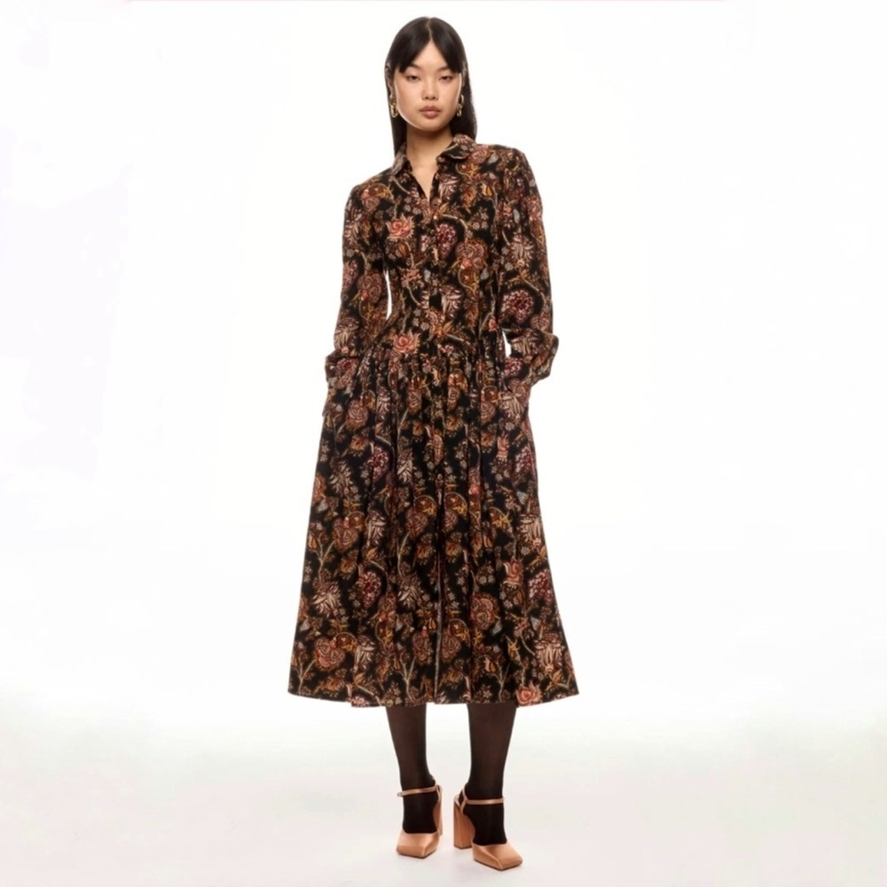 NWOT Ulla Johnson Celia Button Down Wool Blend Dress In Viola Floral Print Sz 2 - Picture 3 of 12